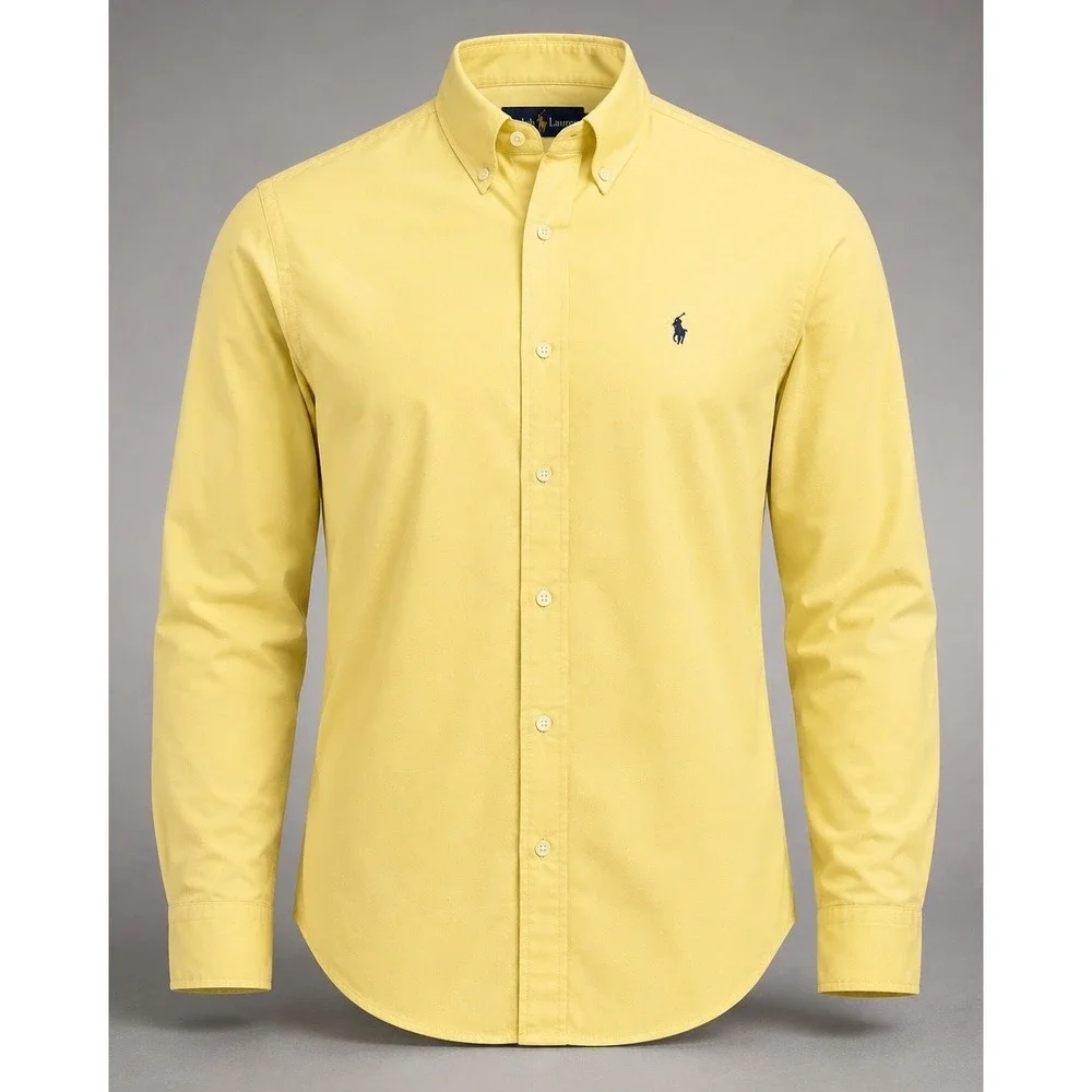 Vintage Polo Ralph Lauren Men's L Blake Yellow Cotton Oxford Button Down Shirt